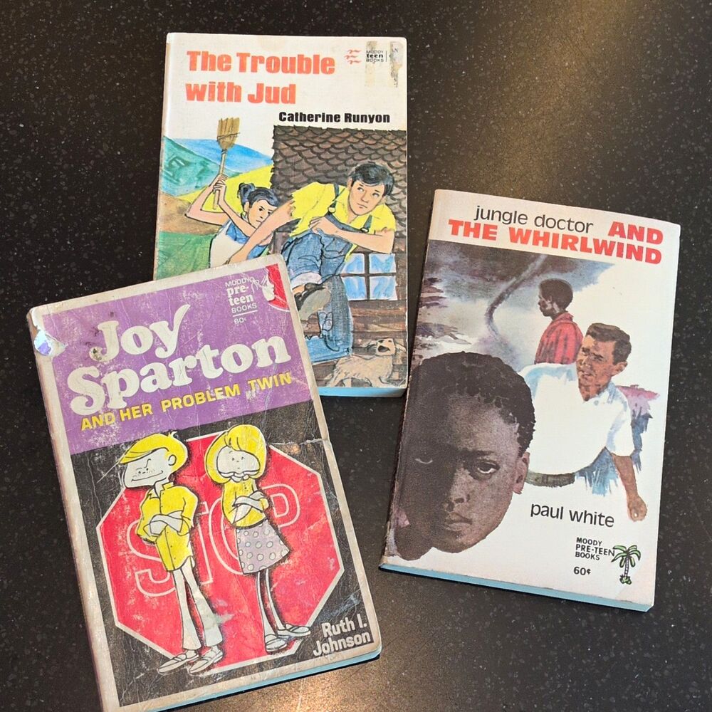Moody Press Paperback Lot 3: Trouble with Jud/Joy Sparton/Jungle Doctor